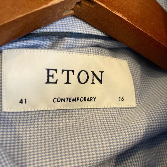 Men’s Eton Micro check dress shirt 16x41 - Picture 2 of 8